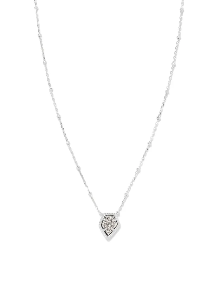 Kendra Scott Framed Satellite Tess Pendant Necklace - Silver Platinum Drusy