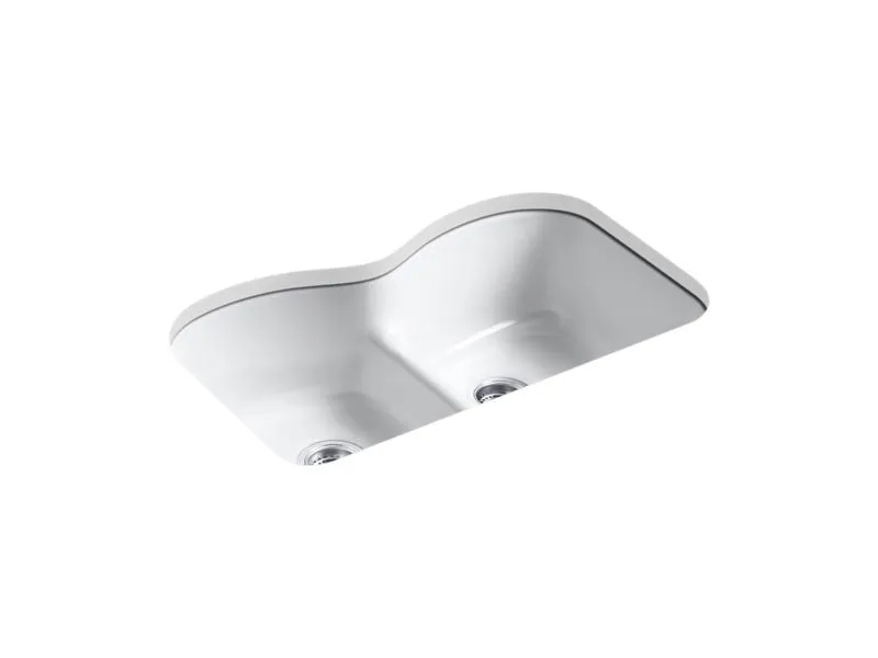KOHLER K-6626-6U Langlade 33" x 22" x 9-5/8" Smart Divide undermount double-equal kitchen sink with 6 oversize faucet holes