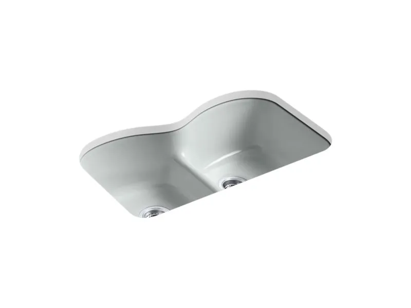 KOHLER K-6626-6U Langlade 33" x 22" x 9-5/8" Smart Divide undermount double-equal kitchen sink with 6 oversize faucet holes