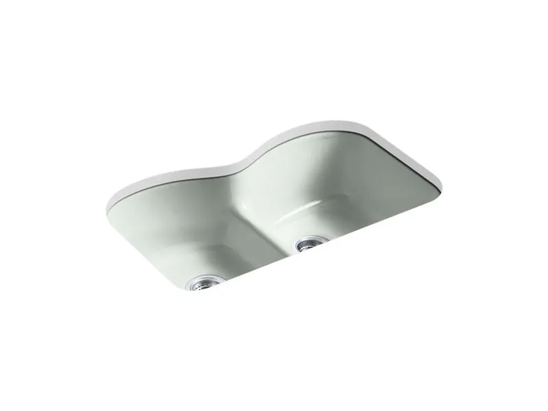 KOHLER K-6626-6U Langlade 33" x 22" x 9-5/8" Smart Divide undermount double-equal kitchen sink with 6 oversize faucet holes