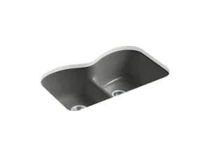 KOHLER K-6626-6U Langlade 33" x 22" x 9-5/8" Smart Divide undermount double-equal kitchen sink with 6 oversize faucet holes