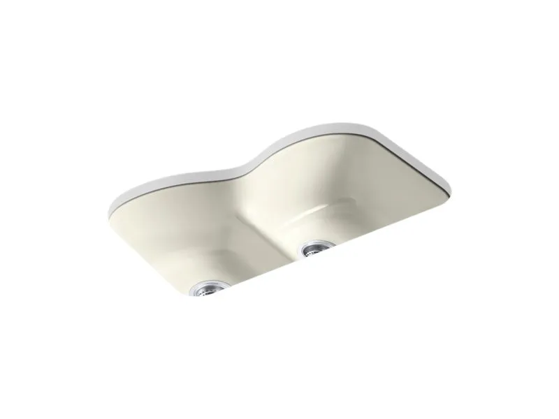 KOHLER K-6626-6U Langlade 33" x 22" x 9-5/8" Smart Divide undermount double-equal kitchen sink with 6 oversize faucet holes