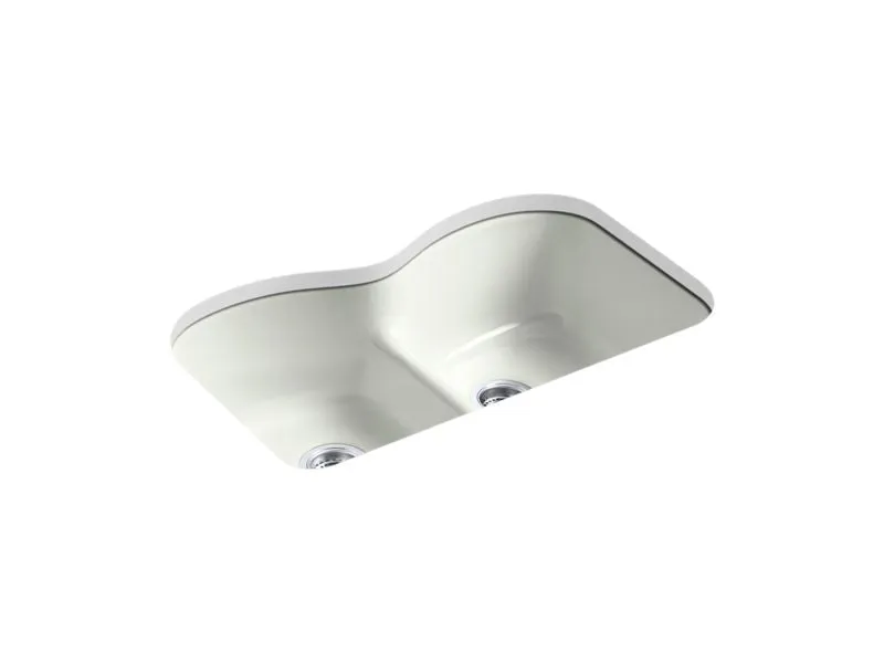 KOHLER K-6626-6U Langlade 33" x 22" x 9-5/8" Smart Divide undermount double-equal kitchen sink with 6 oversize faucet holes
