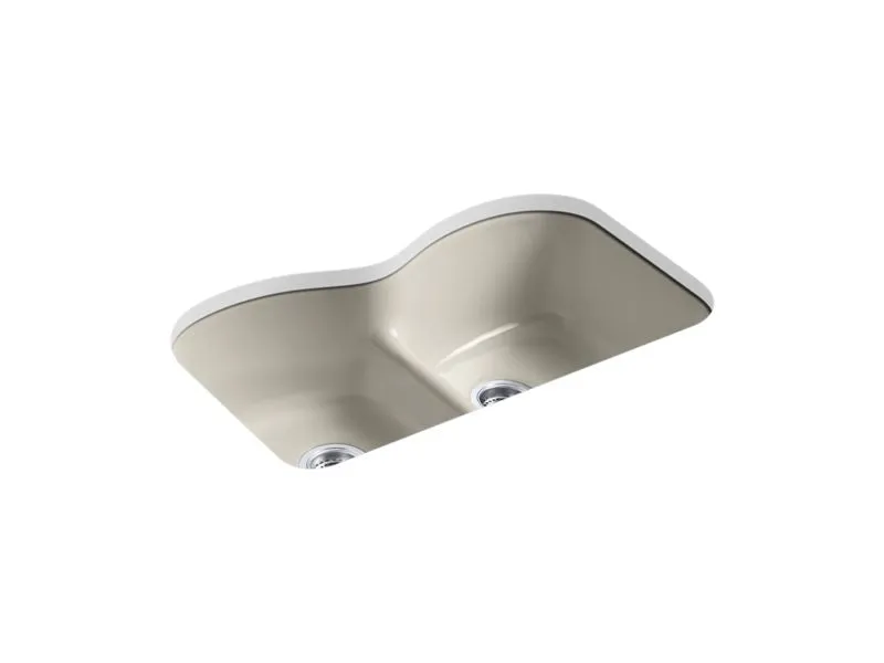 KOHLER K-6626-6U Langlade 33" x 22" x 9-5/8" Smart Divide undermount double-equal kitchen sink with 6 oversize faucet holes