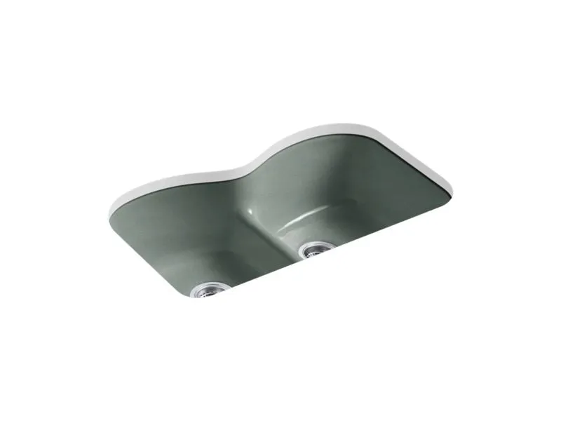 KOHLER K-6626-6U Langlade 33" x 22" x 9-5/8" Smart Divide undermount double-equal kitchen sink with 6 oversize faucet holes