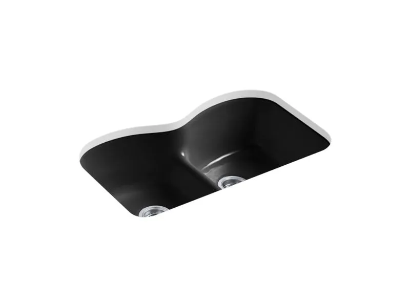 KOHLER K-6626-6U Langlade 33" x 22" x 9-5/8" Smart Divide undermount double-equal kitchen sink with 6 oversize faucet holes