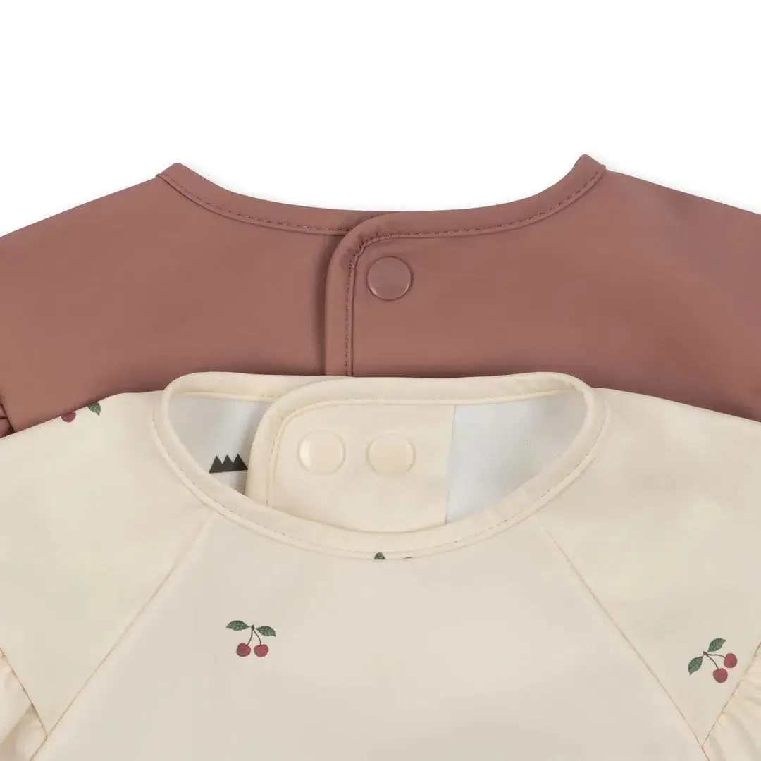 Konges Sløjd - Dinner frill long-sleeved bibs 2 pack - Cherry / Rosewater