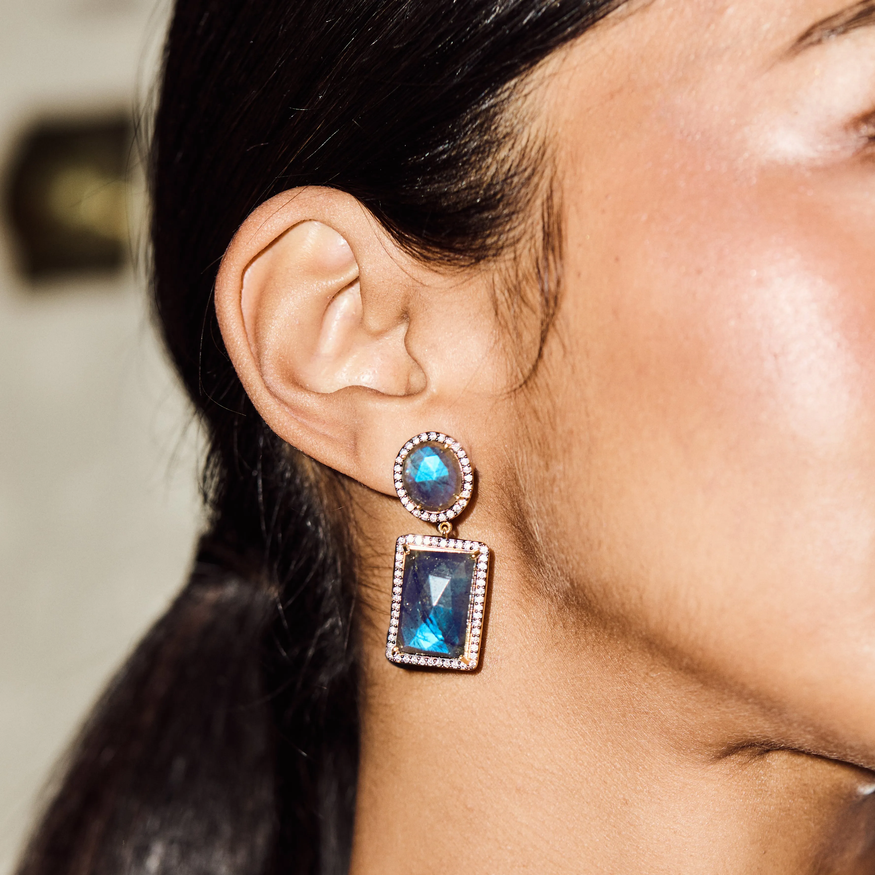 Labradorite Statement Cocktail Earrings