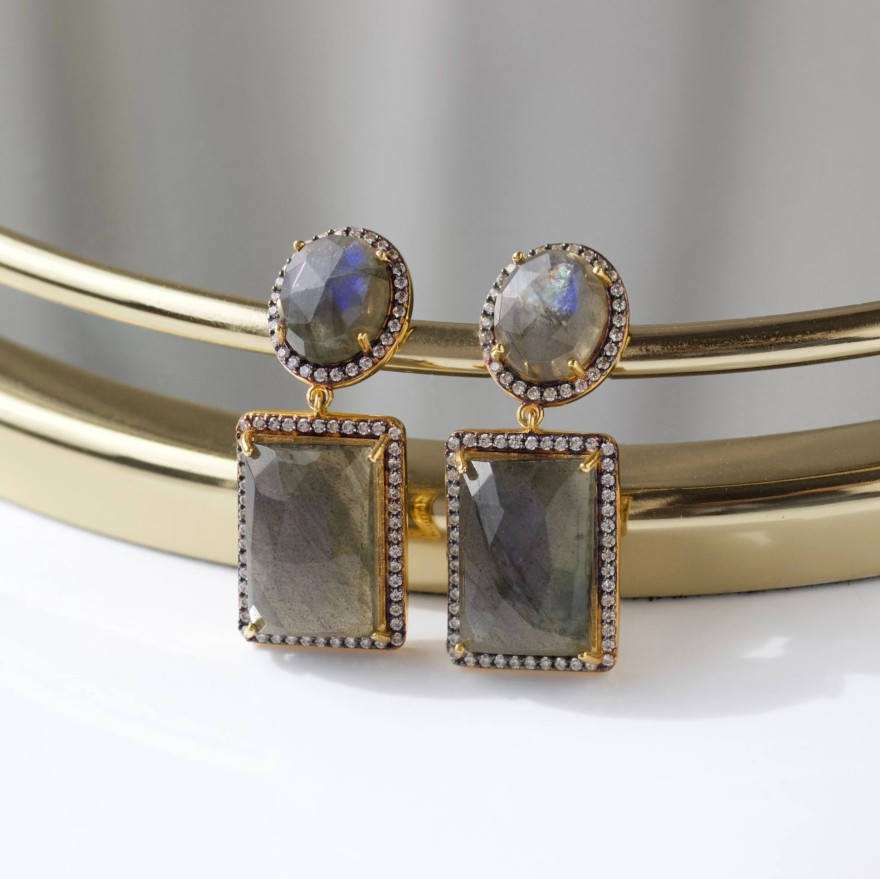 Labradorite Statement Cocktail Earrings