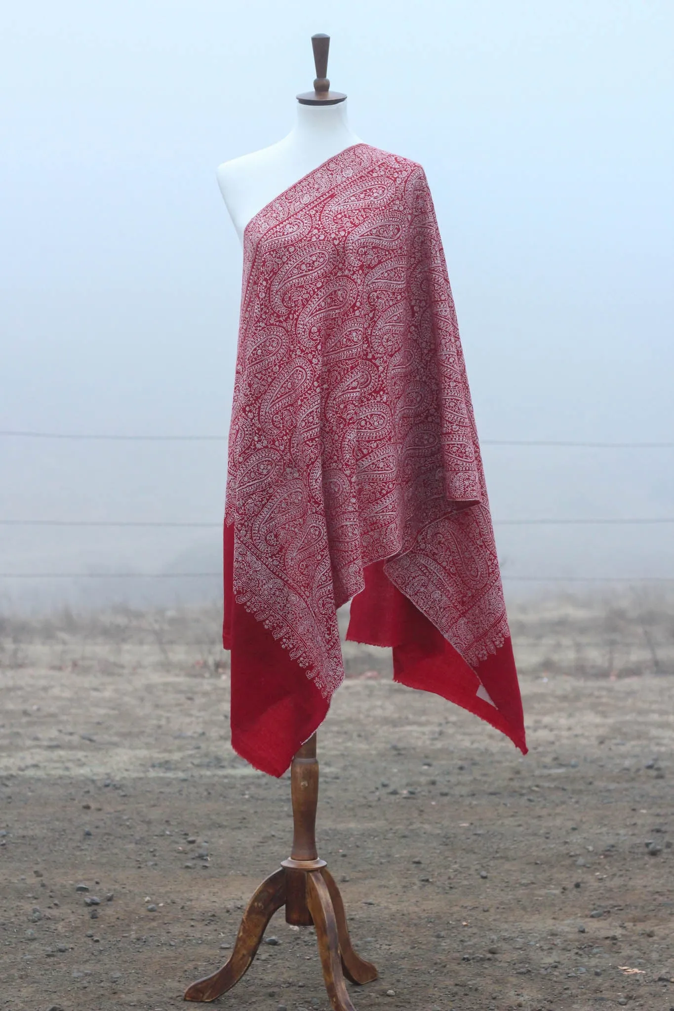 Lady in Red Pashmina Shawl