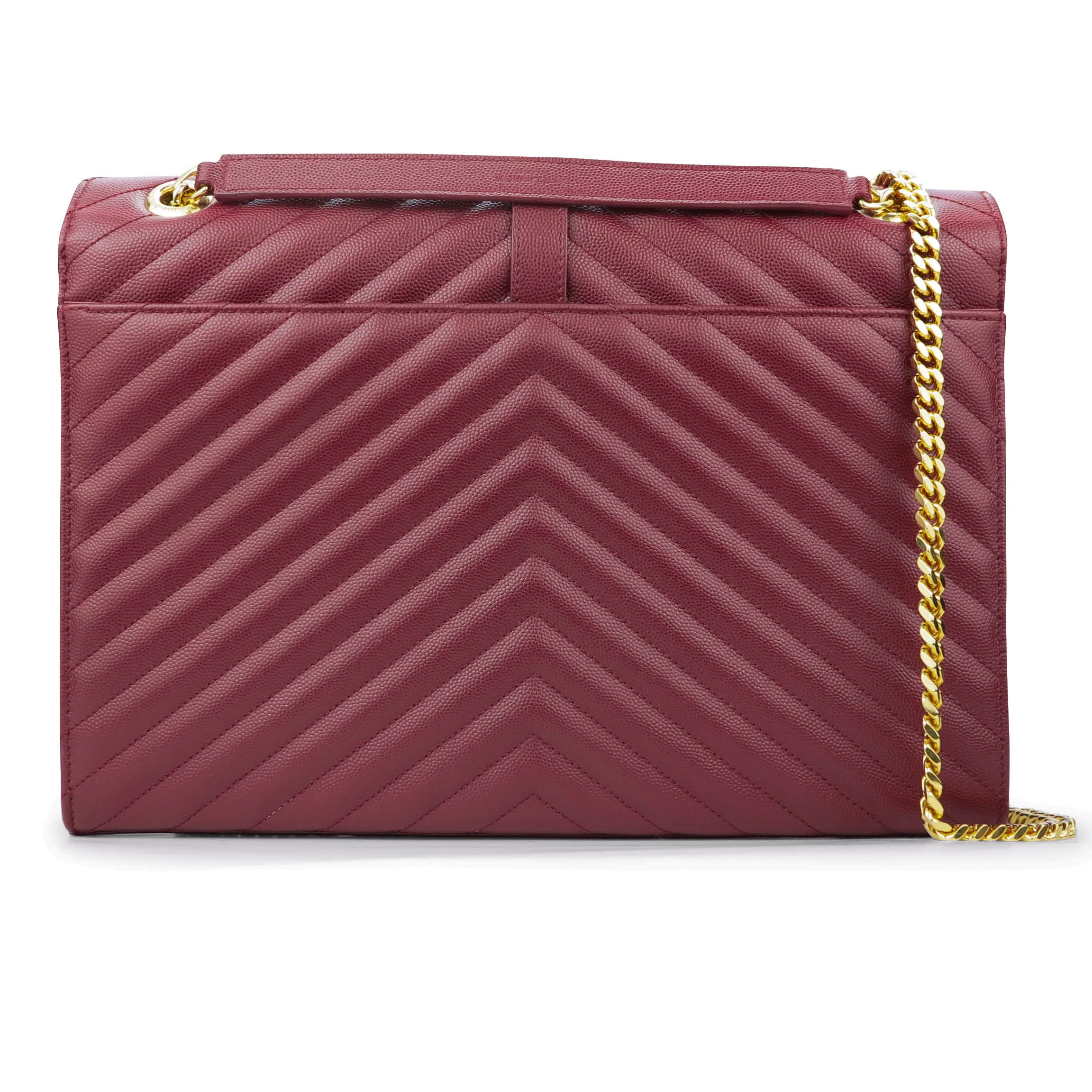 Large Monogram Envelope Chain Shoulder Bag in Burgundy Matelassé Leather