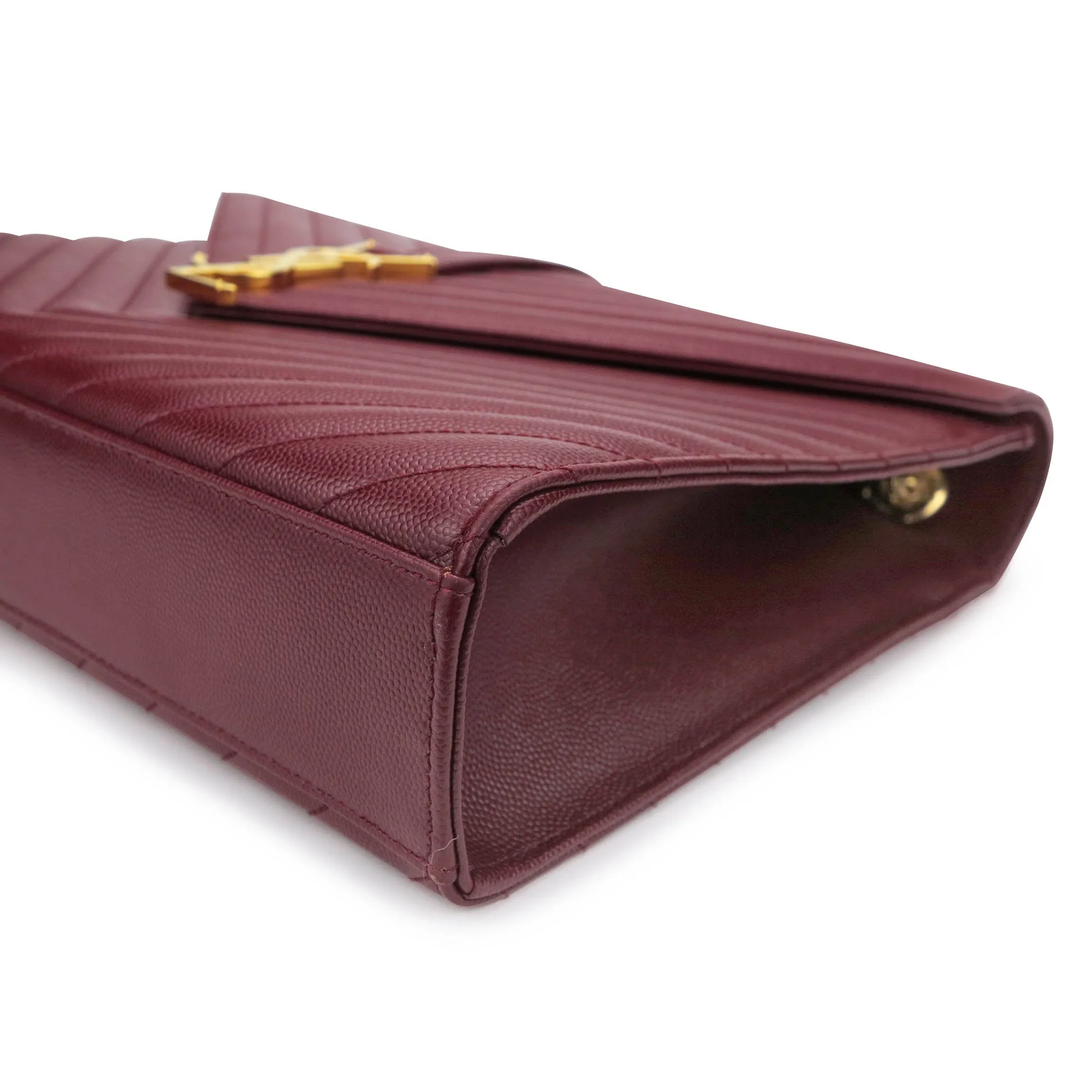 Large Monogram Envelope Chain Shoulder Bag in Burgundy Matelassé Leather