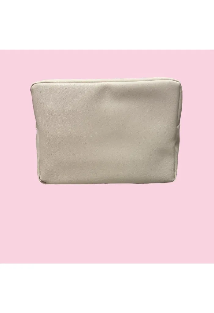 Large Pillow Talk Cosmetic Bag-Leather Nude