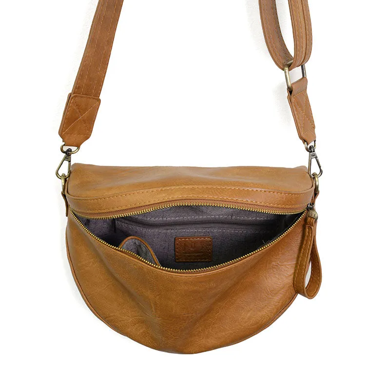 Laura Contrast Strap Sling Belt Bag in Chestnut
