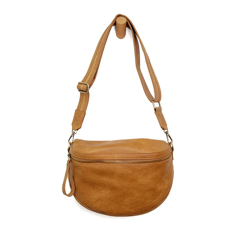 Laura Contrast Strap Sling Belt Bag in Chestnut