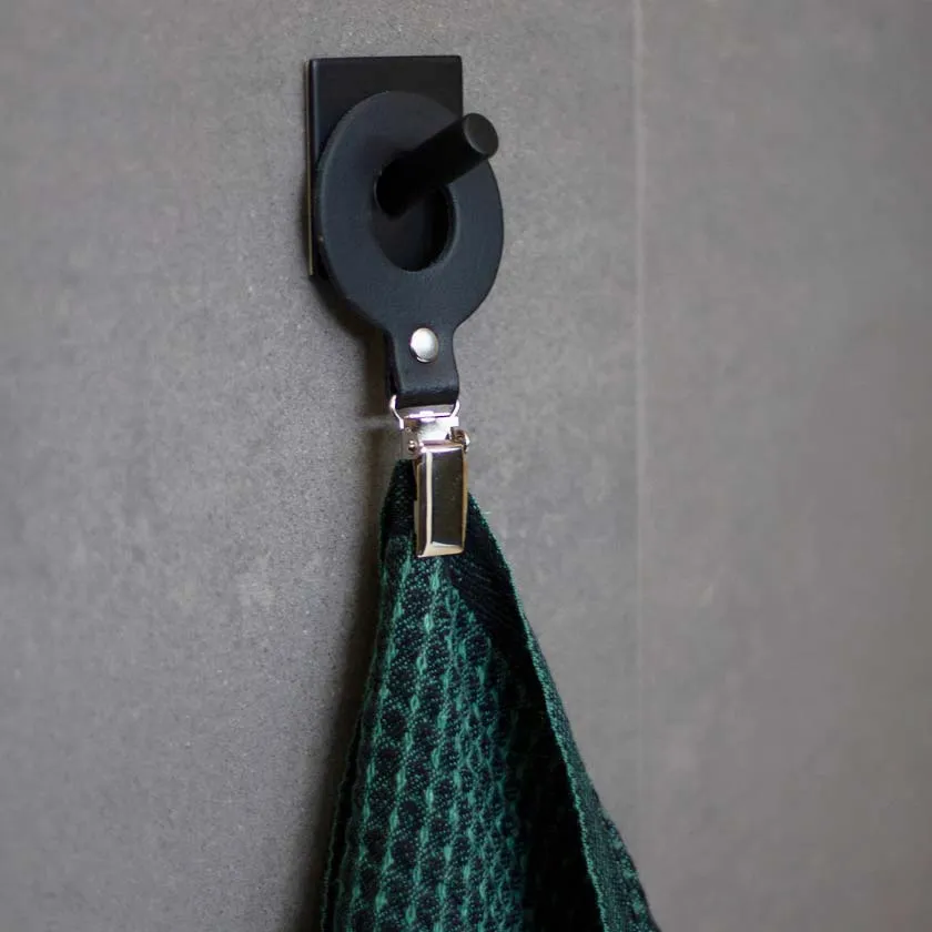 Leather towel hanger, ring 2 pcs