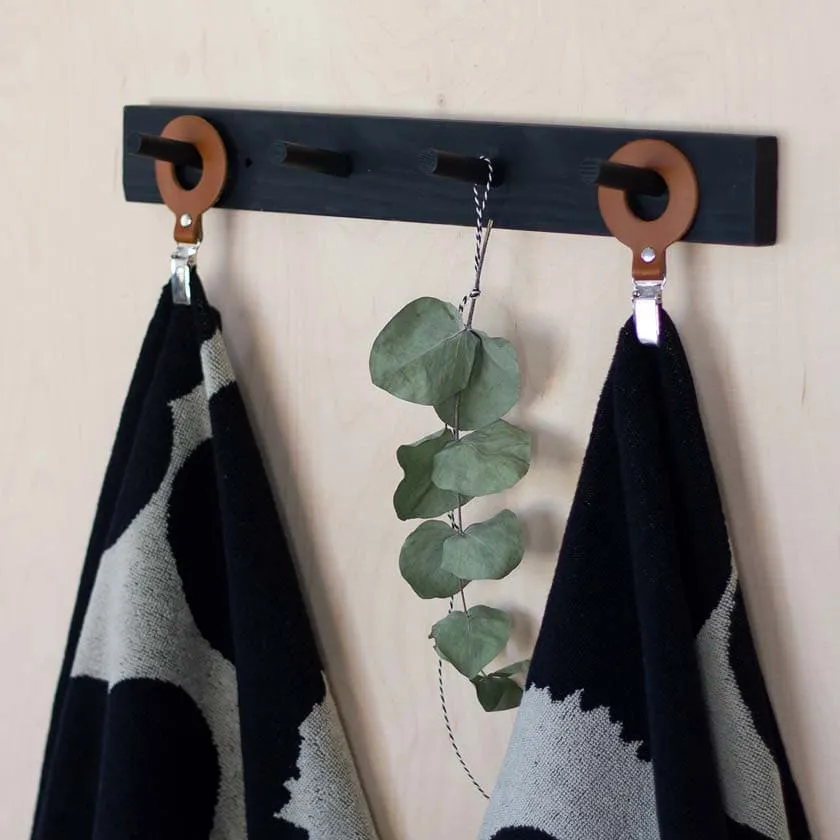 Leather towel hanger, ring 2 pcs