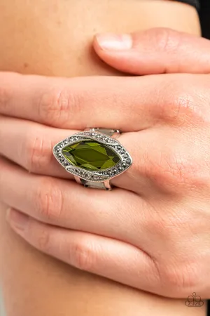 Let Me Take a REIGN Check - Green Ring  - Paparazzi Accessories
