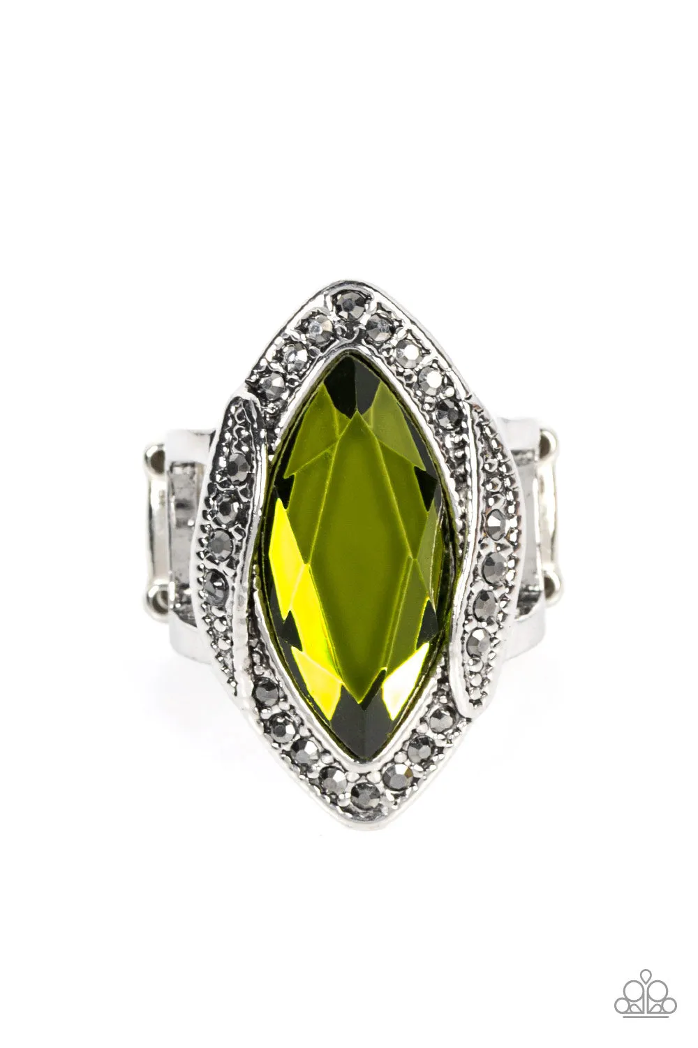 Let Me Take a REIGN Check - Green Ring  - Paparazzi Accessories