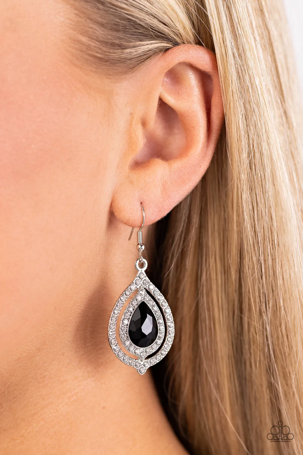 Lets GLOW, Girls! - Black Earrings - Paparazzi Accessories