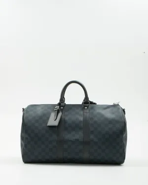 Louis Vuitton Damier Cobalt Canvas Keepall 45 Bandouliere Bag