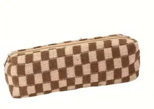 Makeup bags Checkered Brown ~ small