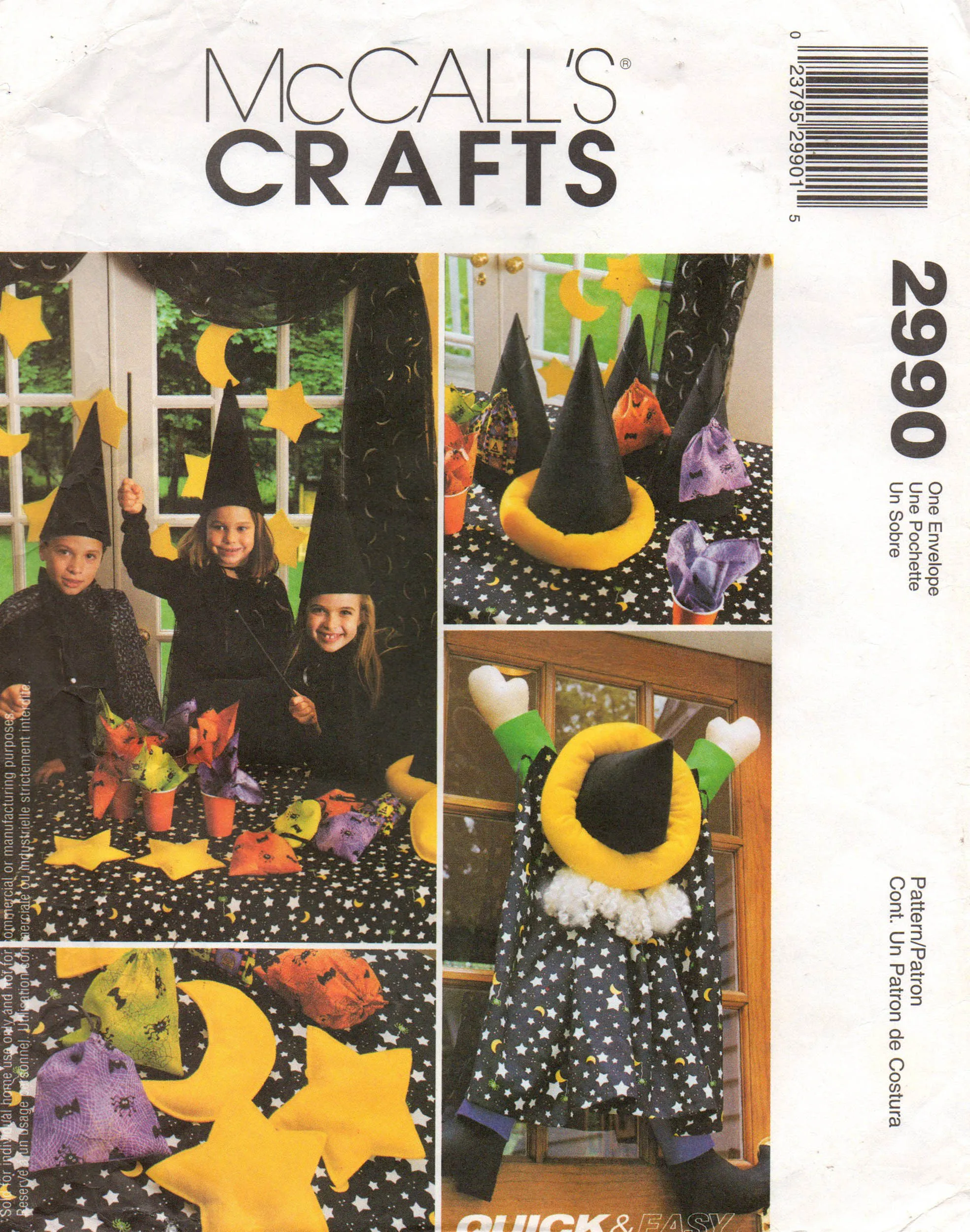 McCall's 2990 WIZARD PARTY Decorations Cape Hats Out Of Print Sewing Pattern UNCUT Factory Folded