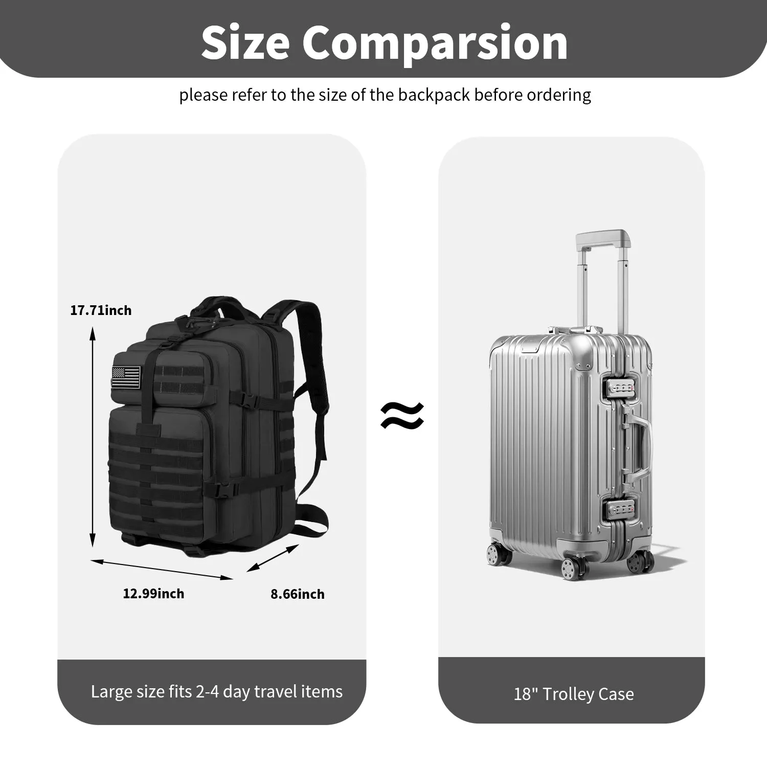 Military Tactical Backpack For Men Waterproof Army Assault Daypack 3Day Bug Out Bag Hiking Climbing Rucksack Carry On Travel Bag