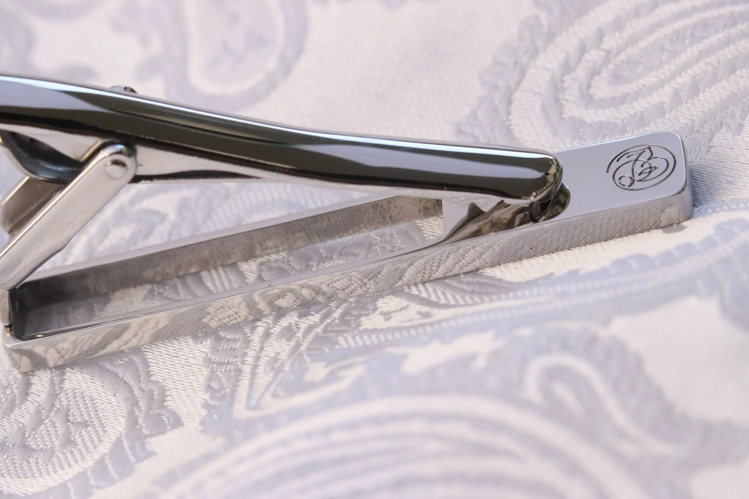Mokuti tie clip / titanium damascus tie clip, timascus tie clip