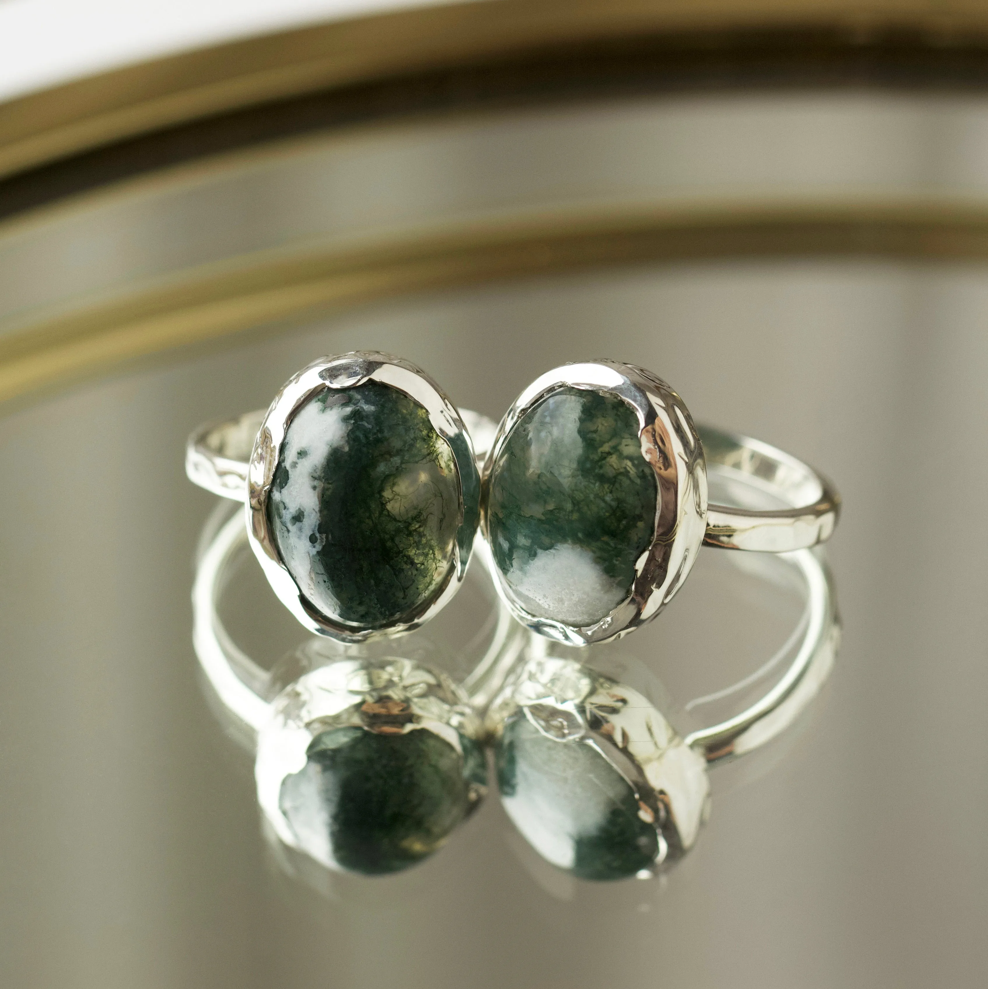 Molten Organic Snowflake Jade Ring
