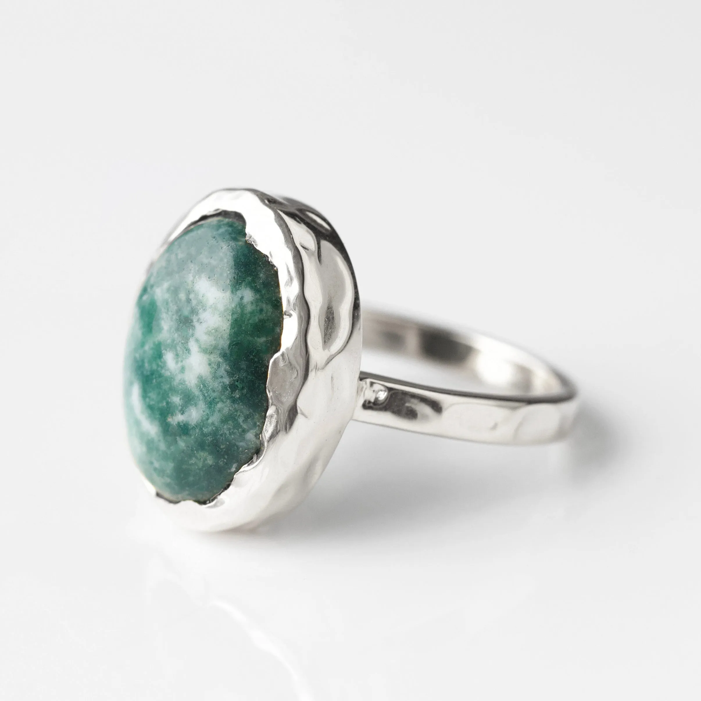 Molten Organic Snowflake Jade Ring