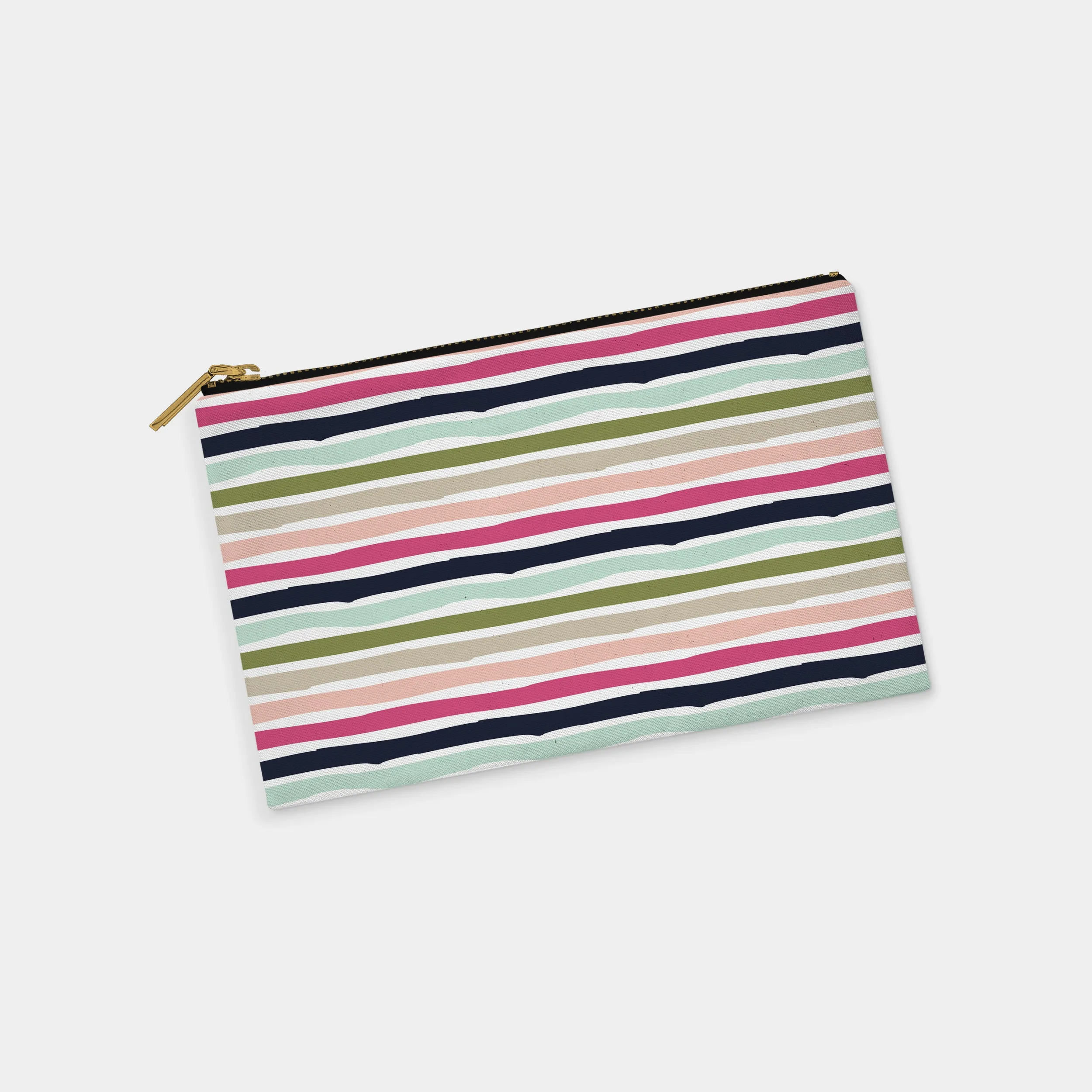 Multicolor Watercolor Stripe Personalized Zipper Pouch