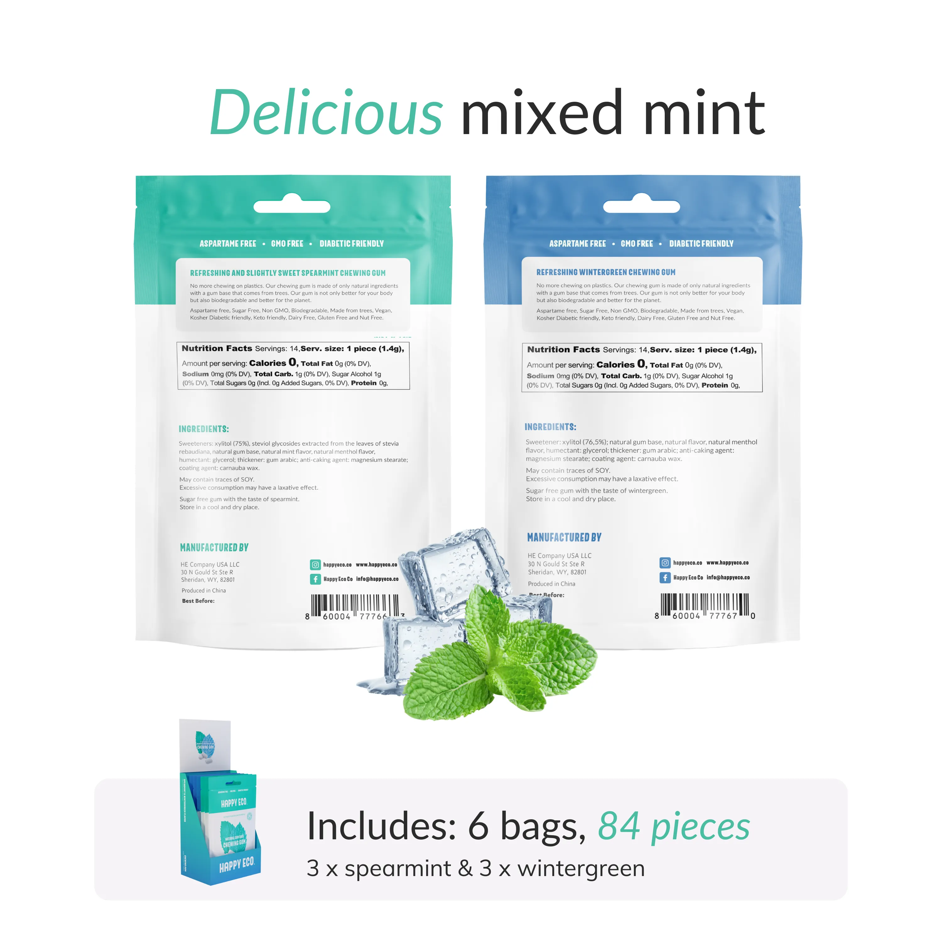 Natural Chewing Gum - Assorted Mint (84pcs)