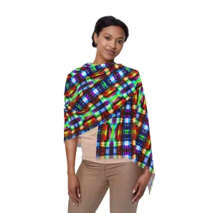 NuPlaid 02 Pashmina – Vibrant Neon Plaid Psychedelic Festival Scarf/Shawl