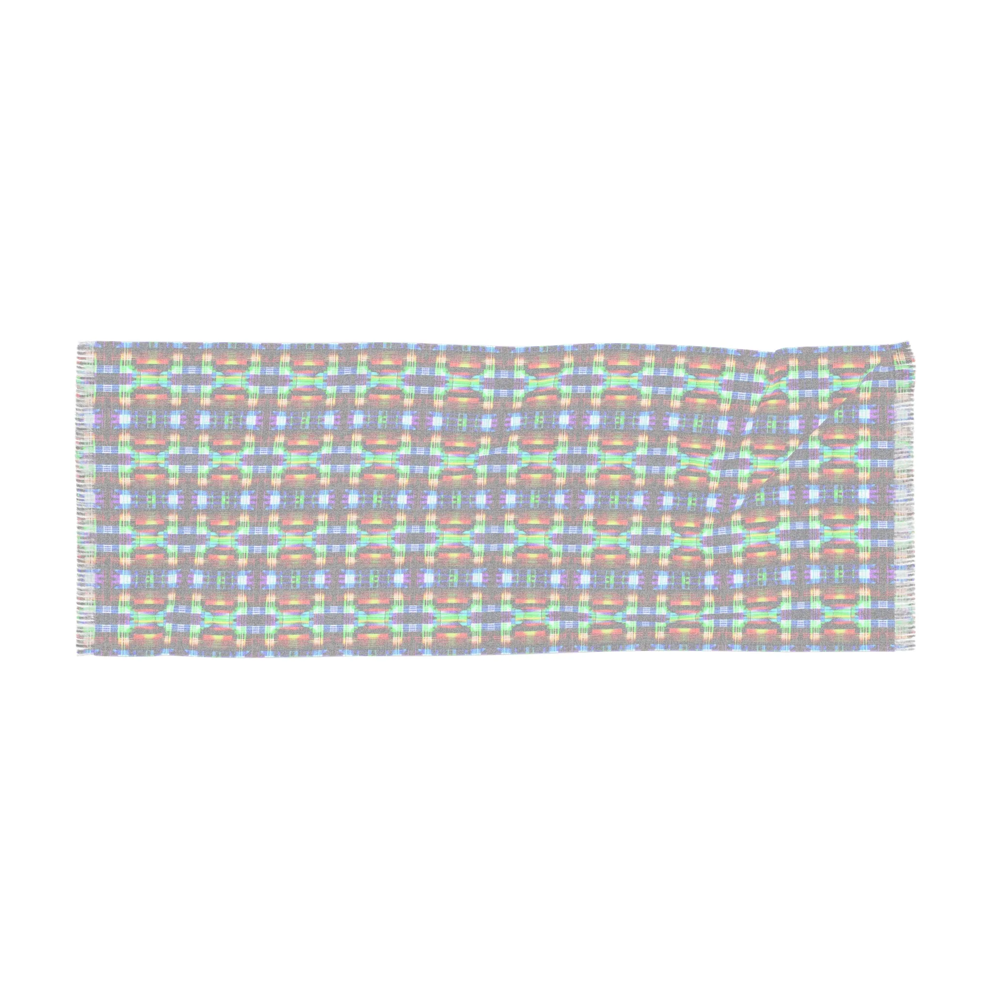 NuPlaid 02 Pashmina – Vibrant Neon Plaid Psychedelic Festival Scarf/Shawl