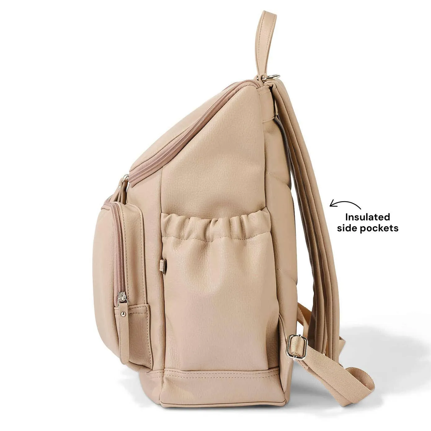 OiOi - Signature Nappy Backpack - Oat Dimple Vegan Leather Mothers Day