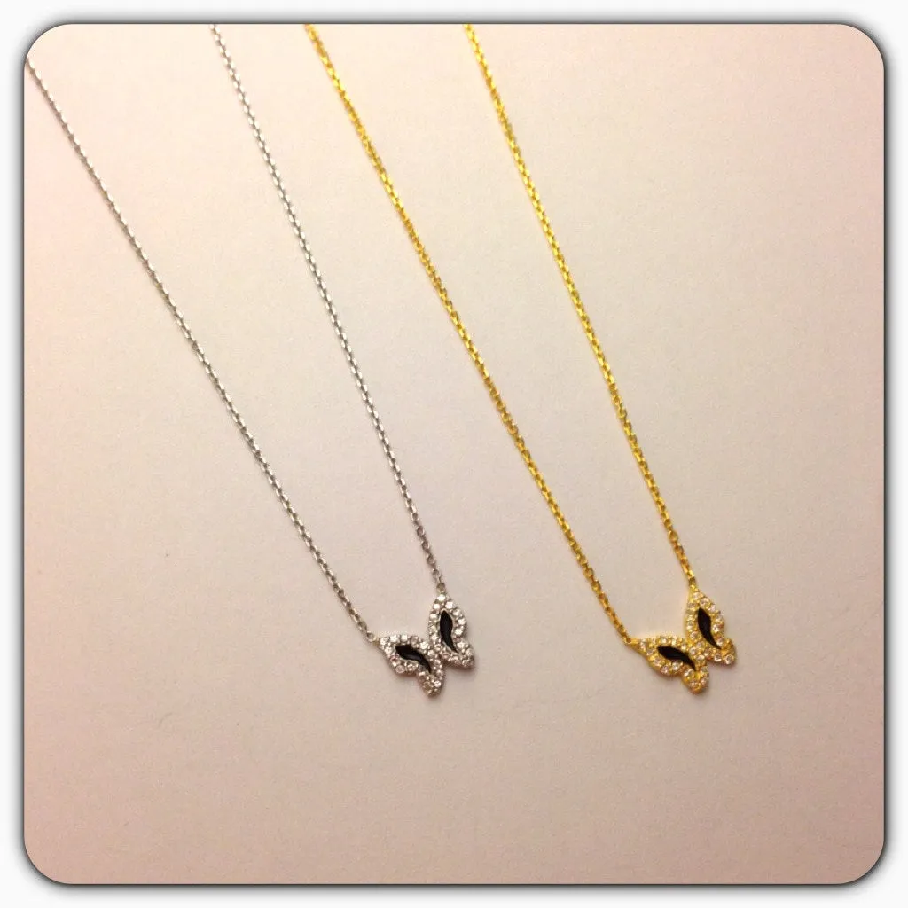 Onyx Butterfly Necklace