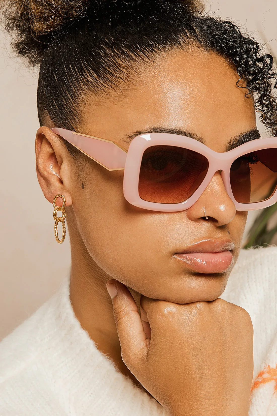 Oversized Chunky Cat Eye Angular Sunglasses