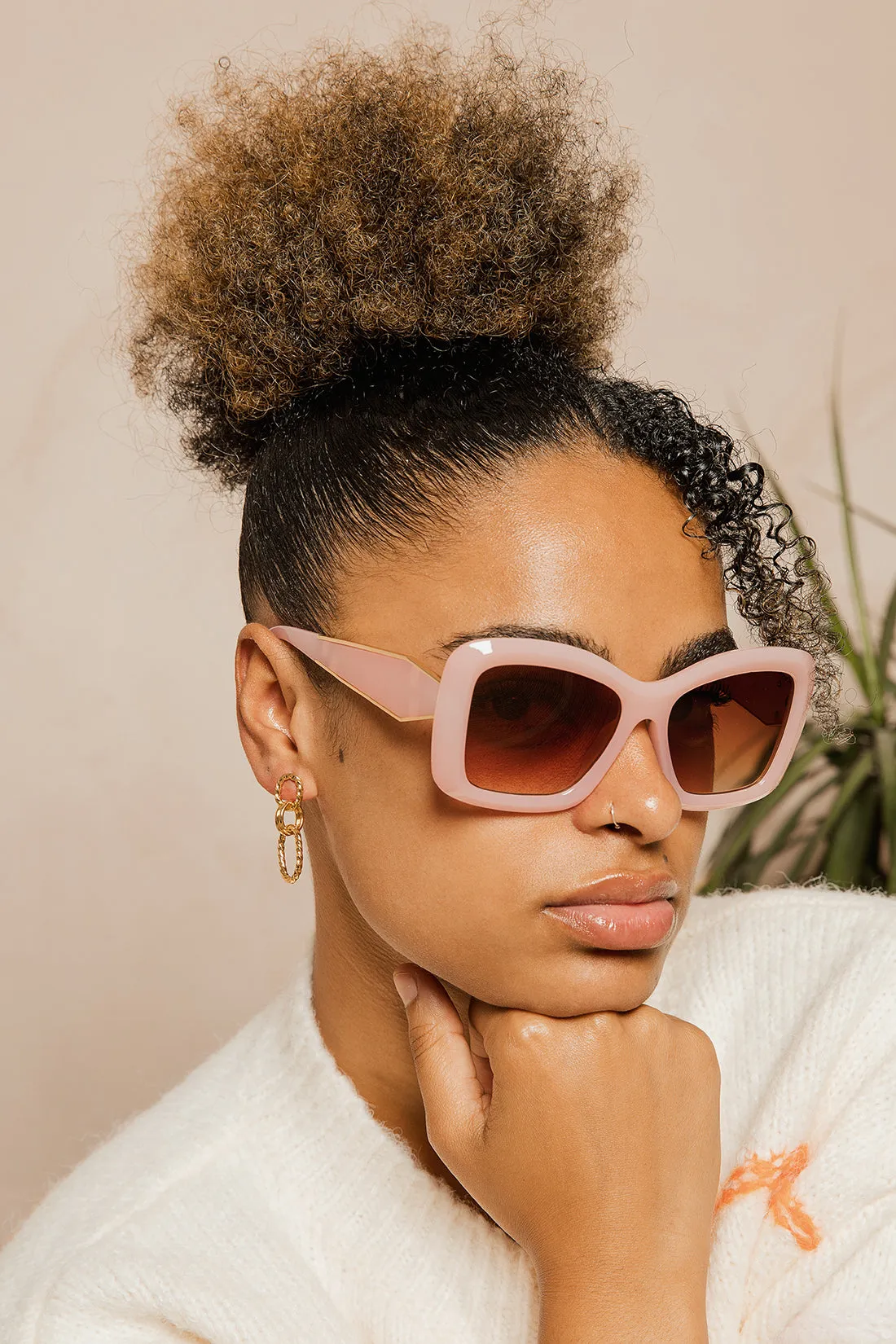 Oversized Chunky Cat Eye Angular Sunglasses