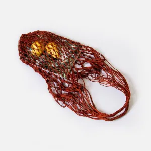 Oversized Fique Net Bag - Burgundy
