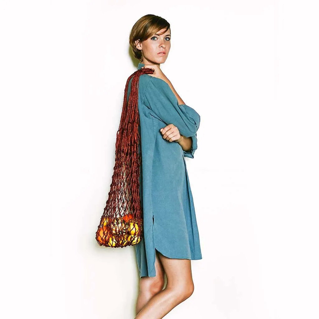 Oversized Fique Net Bag - Burgundy
