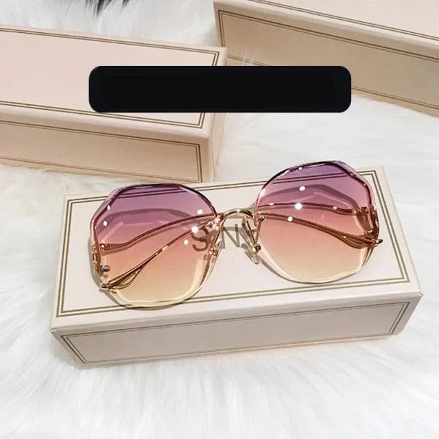 Oversized Gradient Sunglasses/Oval Octagonal Sunglasses