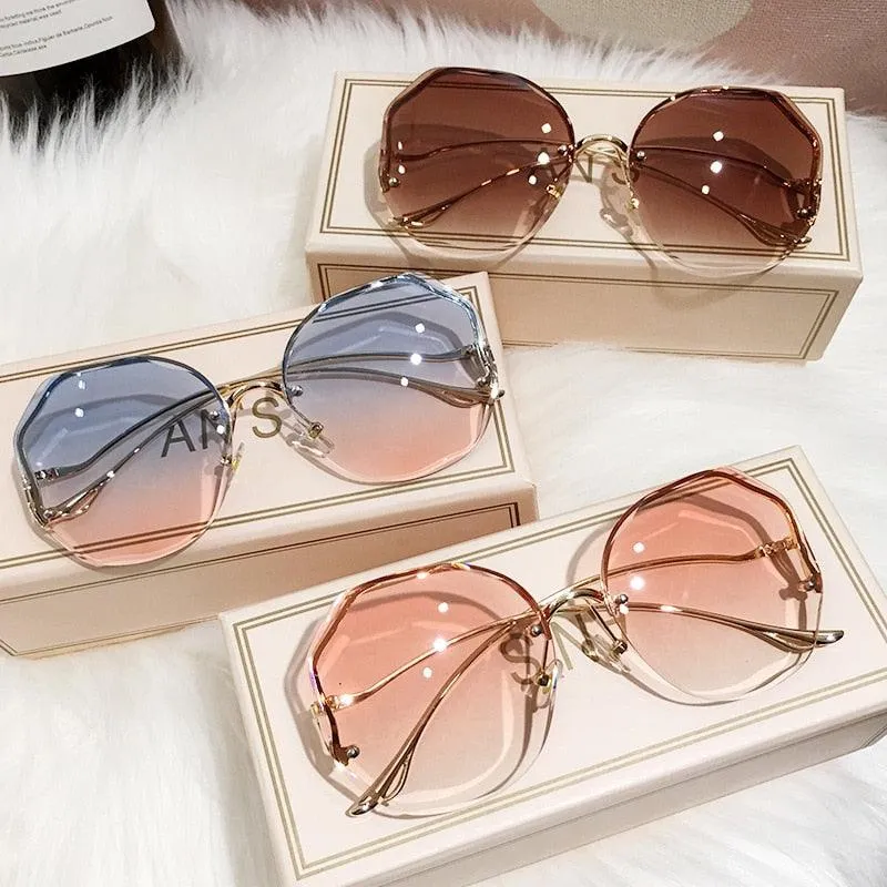Oversized Gradient Sunglasses/Oval Octagonal Sunglasses