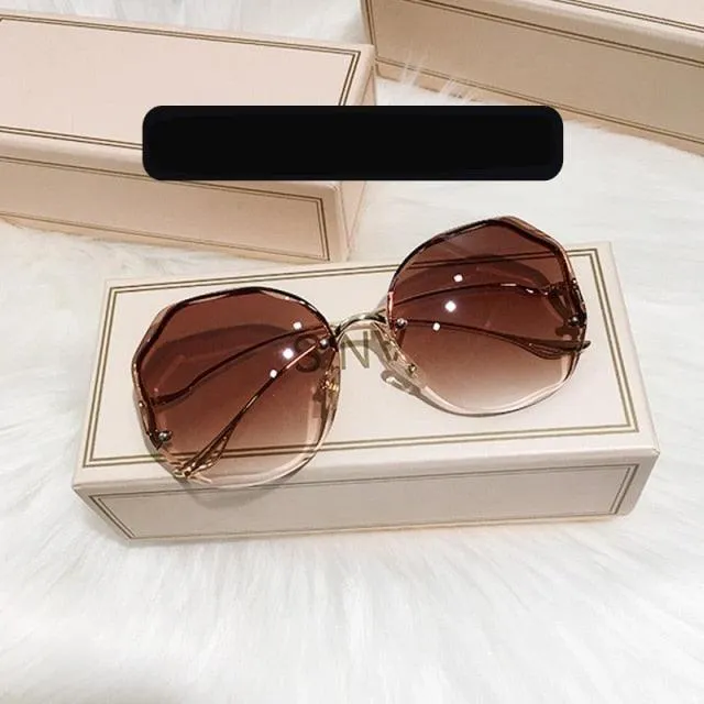 Oversized Gradient Sunglasses/Oval Octagonal Sunglasses