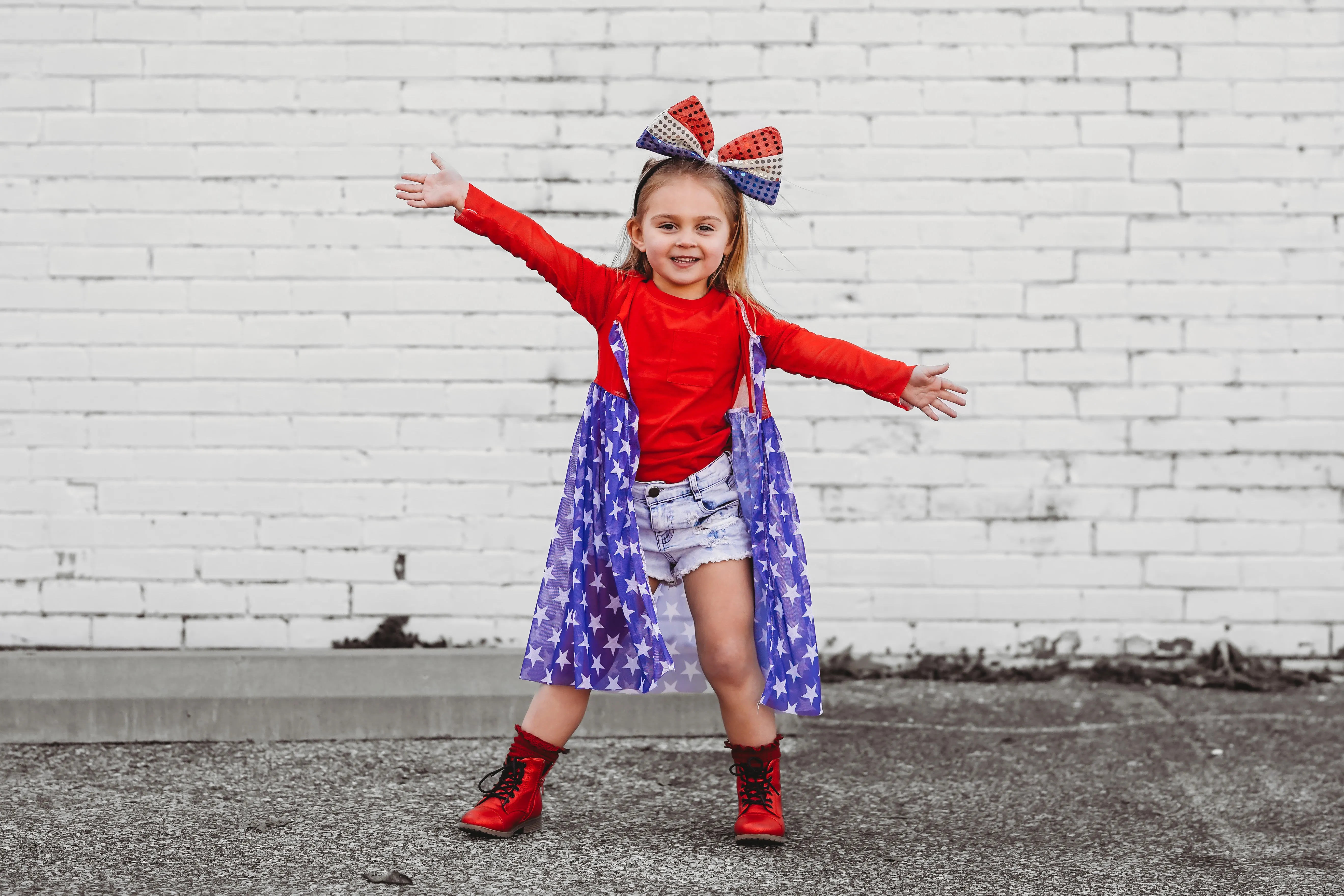 Oversized Red White & Blue Bow Headband