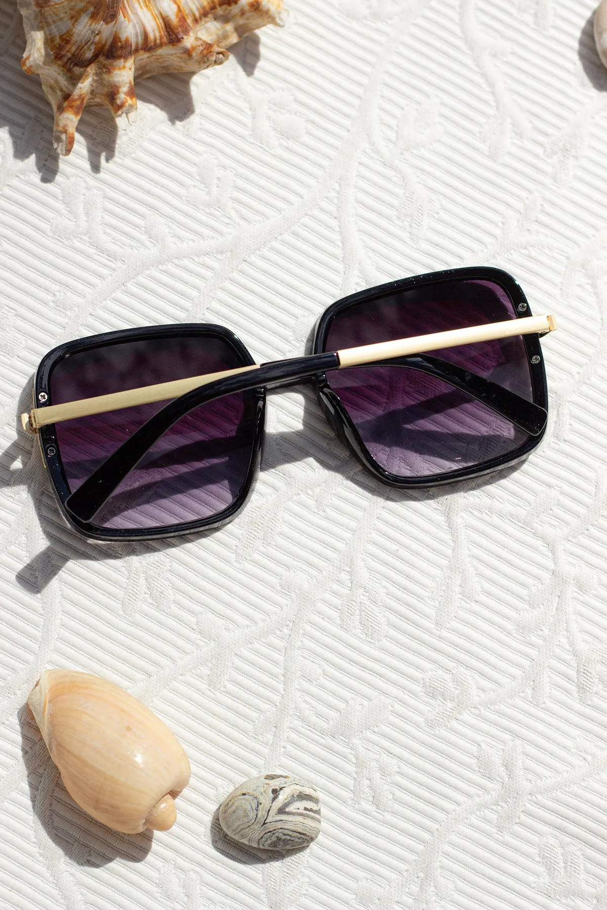 Oversized Rounded Square Screw Detail Sunglasses