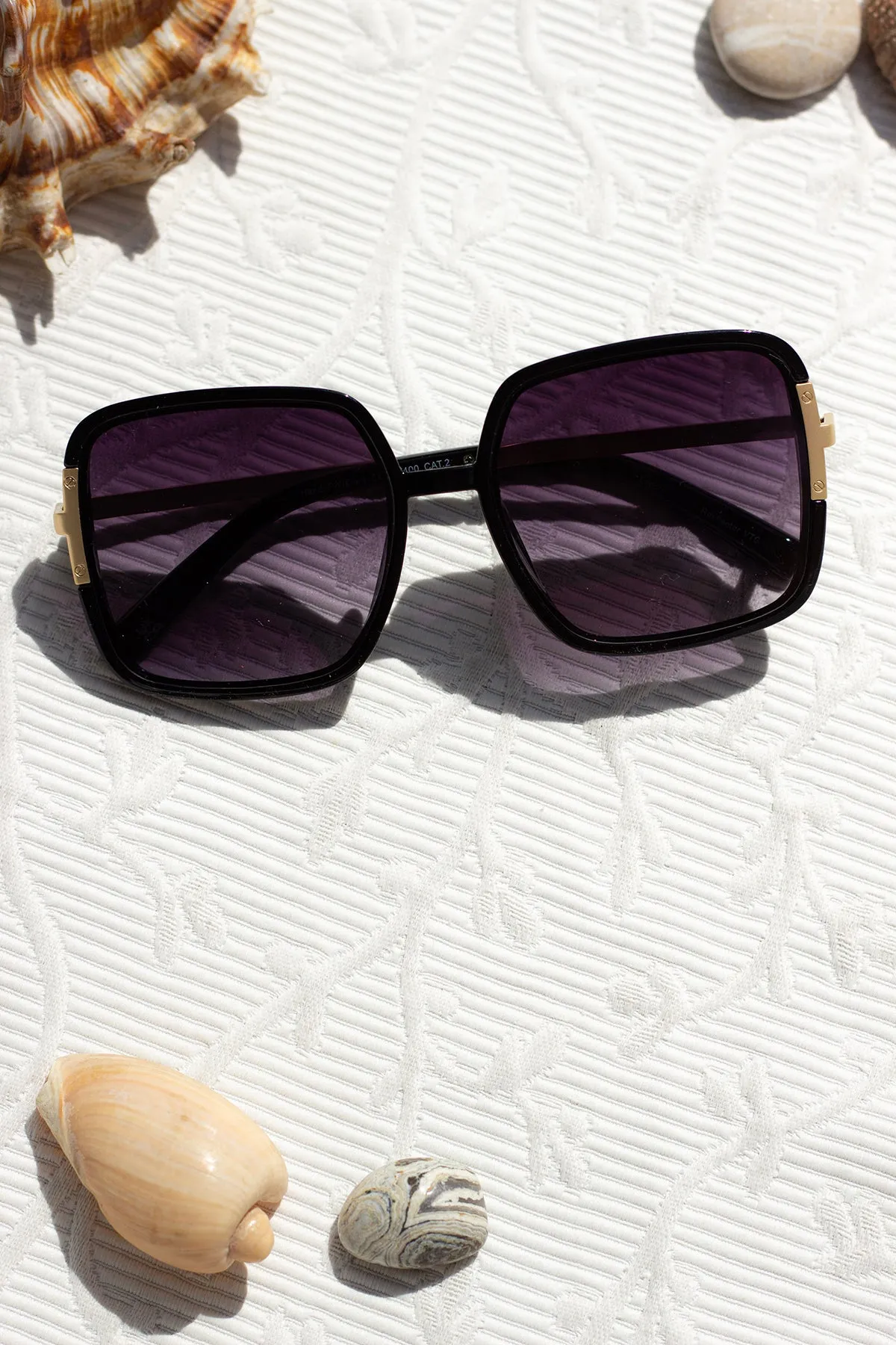 Oversized Rounded Square Screw Detail Sunglasses