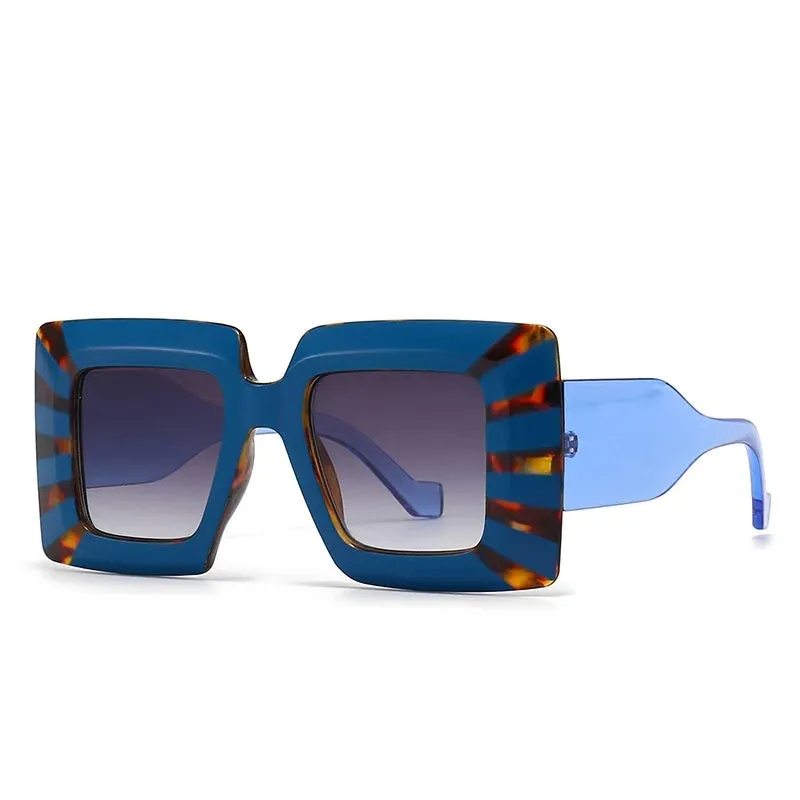 Oversized Square Stripe Sunglasses