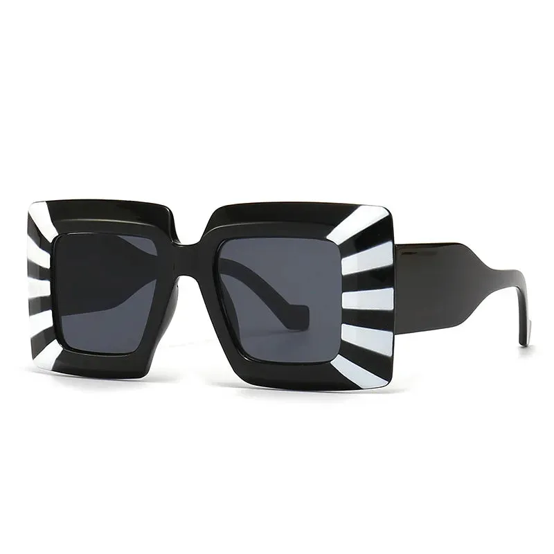 Oversized Square Stripe Sunglasses