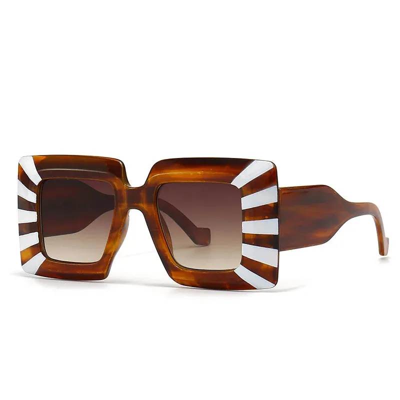 Oversized Square Stripe Sunglasses